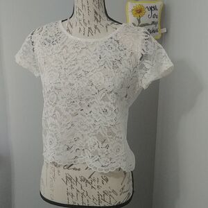 Ambiance M Floral Lace See Through top/layering piece White